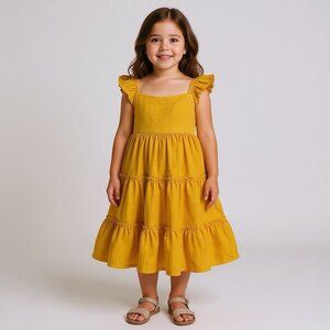 Tahari Yellow Swiss Dot Flutter Dress Size Girls 3T 2020 Easter Summer Vacation